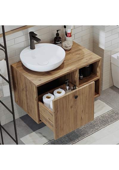 Lotus Lavabolu Mdf 75 Cm Çekmeceli Banyo Dolabı + Aynalı Dlp Atlantik Çam Lotus Lavabolu Mdf 75 Cm Çekmeceli Banyo Dolabı + Aynalı Dlp Atlantik Çam