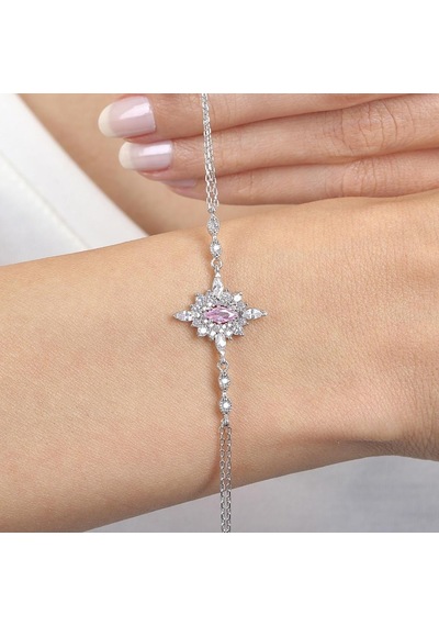 Mia Vento Pink Taşlı Asil Hanedan Nişanı Vintage Gümüş Bileklik