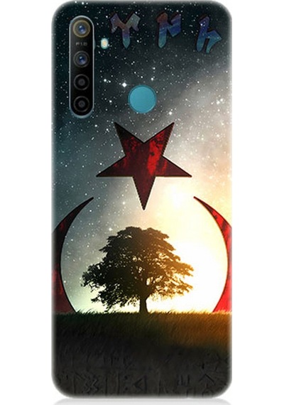 Realme 6i Uyumlu Silikon Kılıf Göktürkçe Türk Ve Ağaç Bayrak