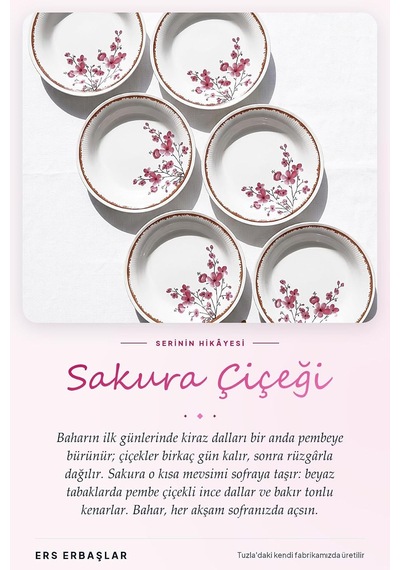 Tr Lüx Sakura Desen Seramik 6 Kişilik Yemek Seti 20 Cm Genel