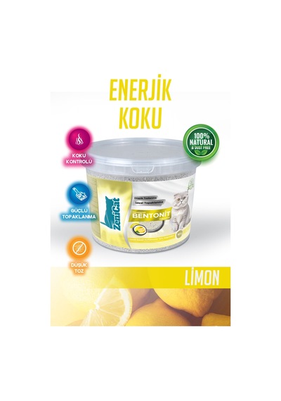 ZeniCat Premium Limon Kokulu Bentonit Kedi Kumu 10 L – Özel Solüsyonlu, Düşük Toz