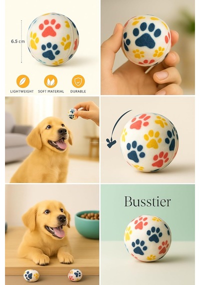 Busstier 3'lü Köpek Oyuncak Top Seti, Yumuşak Kauçuk Tenis Topu, Küçük Ve Orta Irk Köpekler İçin Dayanıklı O