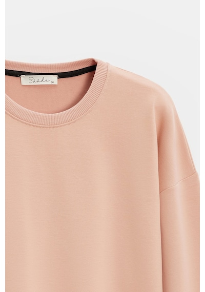Sââde Kadın Oversize Bisiklet Yaka Basic Casual Sweatshirt Koyu Pudra