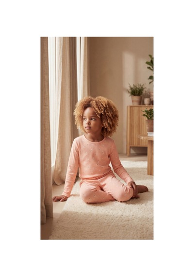 Katia&bony Kız Çocuk Çiçek Desenli Pijama Takımı Pembe Pembe