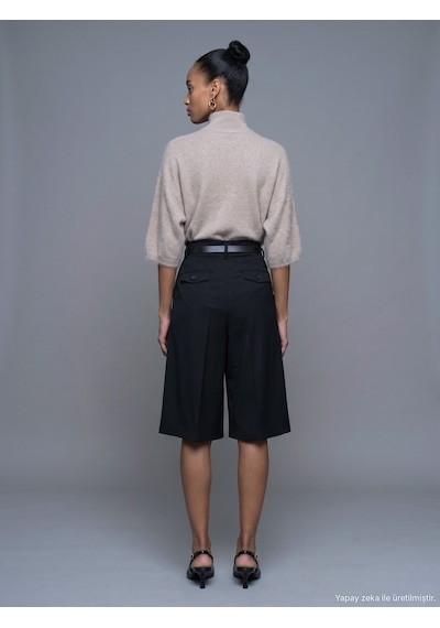 Dilvin 72800 Kemerli Pilili Bermuda-siyah