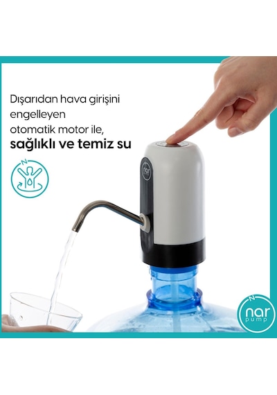 Narpump Şarjlı Otomtk Damacana Su Pomp.Beyaz