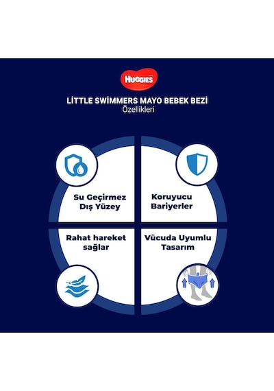Huggies Little Swimmers 5-6 Numara 12-18 Kg 33'lü Mayo Bez