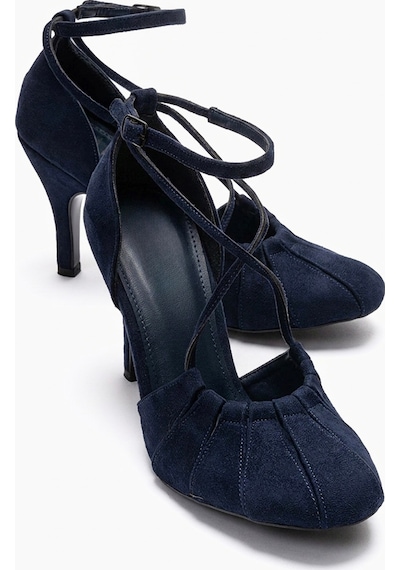 Luvishoes Elıza Lacivert Süet Kadın Topuklu Ayakkabı