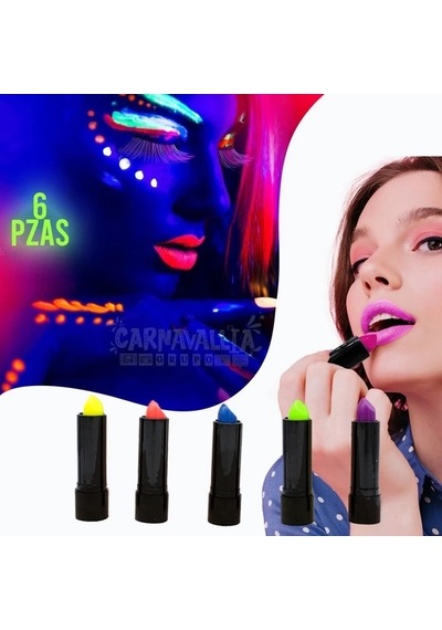 Karanlıkta Parlayan Yanan Uv Neon Ruj Yüz Boyama 6 Adet 6 Renk Yetişkin