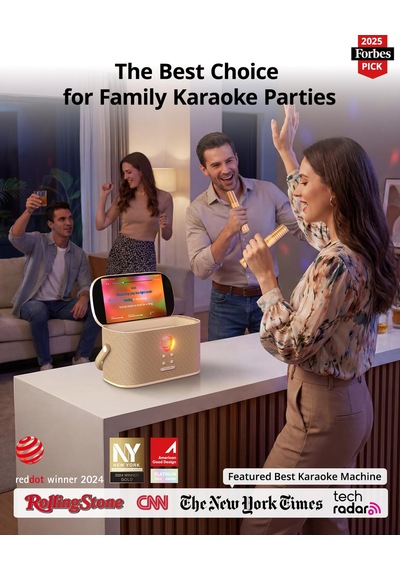 Ikarao Yetişkinler İçin Karaoke Makinesi, Şarkı Sözleri Ekranlı, 2 Kendinden Şarjlı Kablosuz Mikrofon, Autotune Ve Eq, 140w Hoparlör, Connect Tv, Ev, Aile, Parti, Seyahat İçin Taşınabilir Karaoke