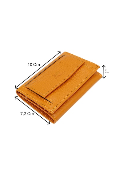 Westpolo Unisex Hakiki Deri Bozuk Para Ve Kağıt Para Bölmeli Cüzdan Kartlık - Hardal Hardal