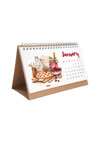 2026 Masa Takvimi, Vintage Fırın Ve Mutfak Sanatları Takvimi, 2026 Desk Calendar, Vintage Baking Cal Kahverengi