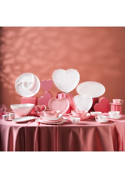 Karaca Pink Love Porselen Kayık Tabak Beyaz 30 Cm Beyaz