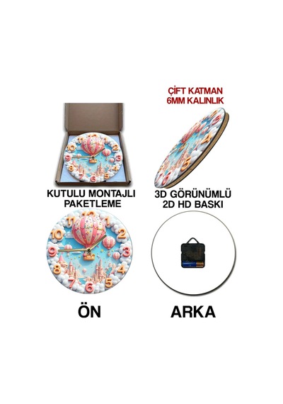 Sessiz Yuvarlak Ahşap Duvar Saati, Kuvars Hareketli 3d Görünümlü 2d Saat Sdw101 Renkli