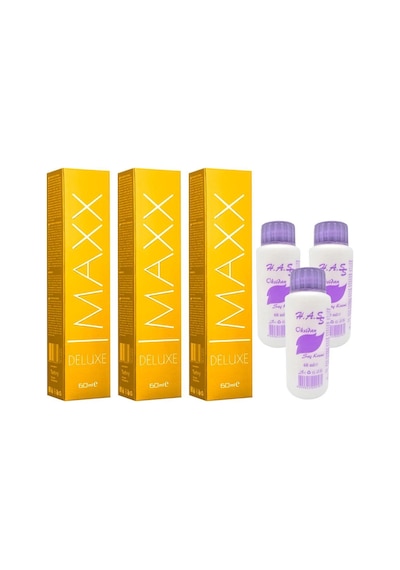 Maxx Deluxe Saç Boyası Fındık Kabuğu - 7/3 +Oksidan (3 Adet)