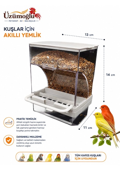 Üzümoğlu 7 Li Kafes Kuşu Aksesuar Seti Akıllı Yemlik, Suluk, Mamalık, Banyoluk, Sebzelik, Ballık Ve Kalamar Askı Aparatı