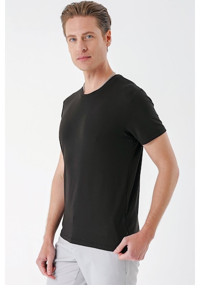 Efor Slim Fit Bisiklet Yaka Düz Pamuklu Acı Kahve Tişört Ts 823 Kahverengi