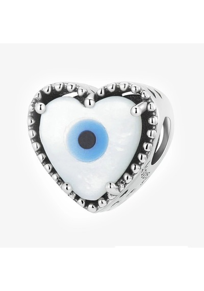 Nur Silver Nazar Boncuğu Kalp Gümüş Charm Nur-bl00269
