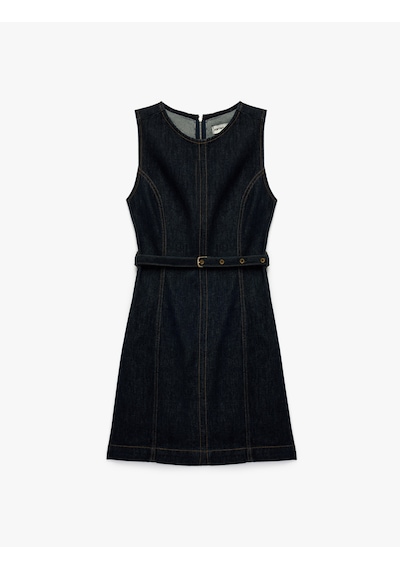Koton Pamuklu Kolsuz Bisiklet Yaka Kemer Detaylı Mini Denim Elbise Koyu İndigo 6wal80009md Dark Indigo Koton Pamuklu Kolsuz Bisiklet Yaka Kemer Detaylı Mini Denim Elbise Koyu İndigo 6wal80009md Dark Indigo