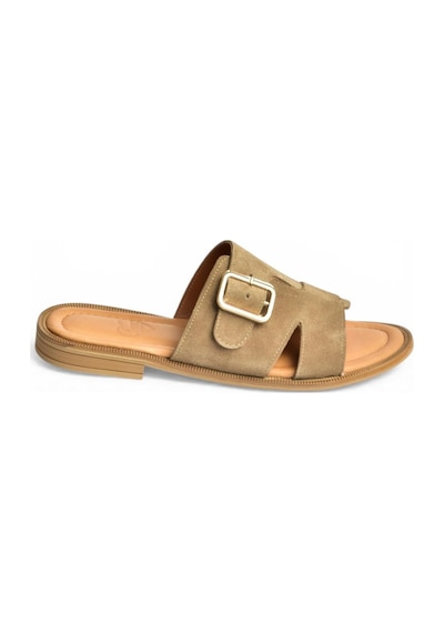 Fox Shoes Y944791002 Vizon Hakiki Deri Süet Kadın Terlik