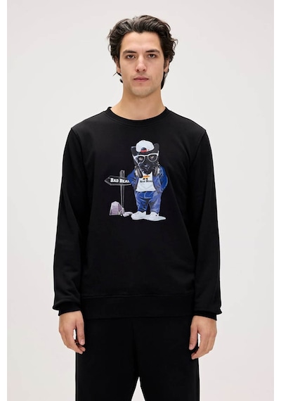 Bad Bear Panther Crewneck Siyah Erkek Sweatshirt 001 Siyah