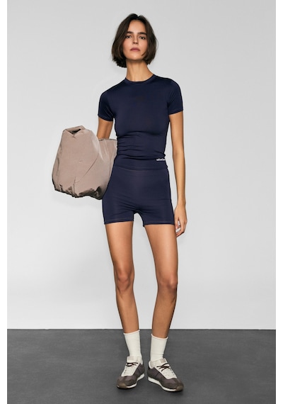 Urban Beat Runles Kadın Baskı Detaylı Slim Fit Sporcu Kısa Mor Tayt Mor