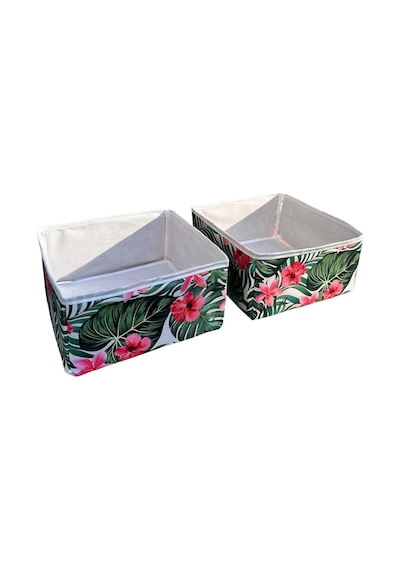 2'li Büyük Çekmece İçi Çamaşır Düzenleyici Çocuk Odası Saklama Kutusu Organizer Set-yeşil Yaprak Siyah