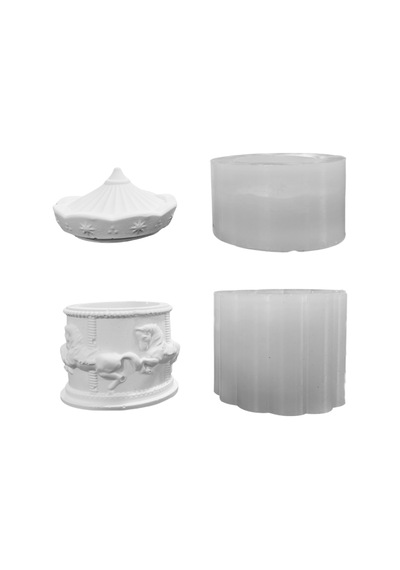 Tahtakale Toptancı Silikon 3d Kapaklı Atlı Karınca Desenli Taş Tozu Mumluk Kalıbı