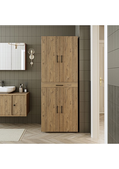 Banyo Dolabı Kapaklı Çamaşır Ve Kurutma Makine Dolabı 70x185 Cm Atlantik Çam