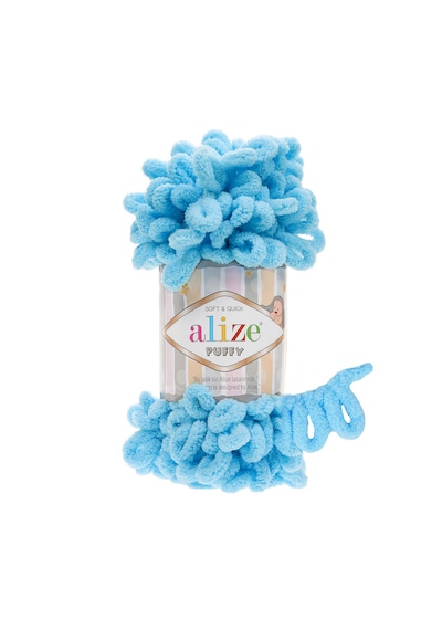 Alize 5 Adet Puffy El Örgü Ipliği 5'li Paket - 100 Gr. 9 Mt. Parmak Örgü Ipi - Şevval Tuhafiye 287 - Turkuaz