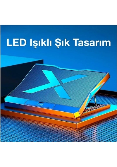 Coofbe Yükseklik Ayarlı Led Işıklı Turbo 6 Fanlı Notebook Laptop Soğutucu Notebook Laptop Standı