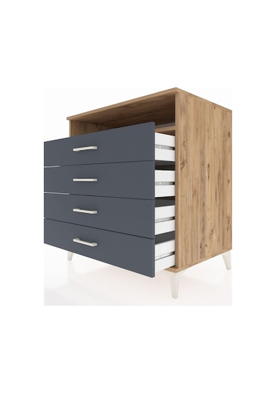 Kronos Şifonyer Tek Raflı 4 Çekmeceli 88x59x96 Çam-antrasit Çam