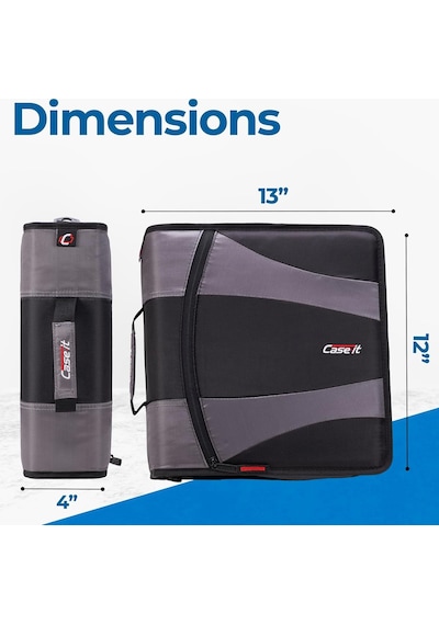 Case-it The Dual 2.0 Fermuarlı Bağlayıcı Sırt Çantası - İki 2 İnç D Halkalı - 5 Konu Dosya Klasörü - Çoklu