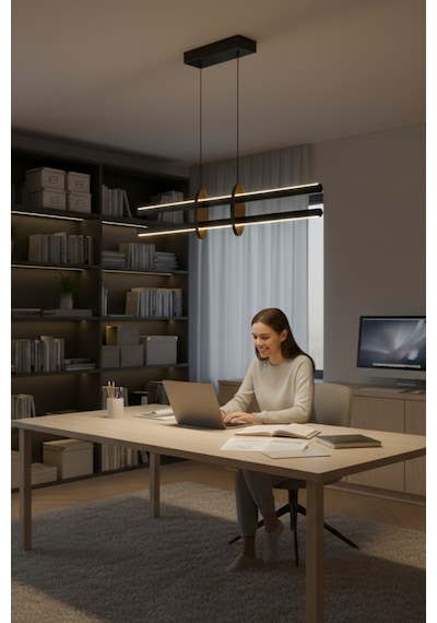 Halo Bronz Lineer Led Sarkıt Avize Kumandalı Dim Edilebilir Yukarı & Aşağı Işık Beyaz Işık
