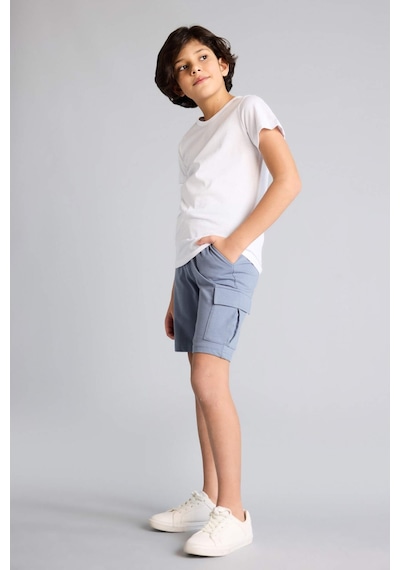 Defacto Regular Fıt Sweatshirt Kumaşı Şort Erkek Çocuk B5868A825HS Gri