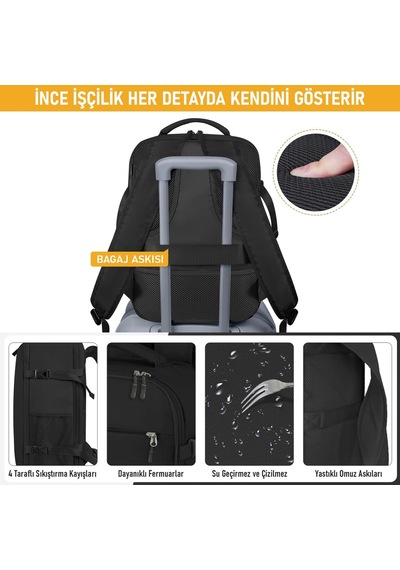 Laptop Sırt Çantası, Seyahat Çantası Hafif El Çantası Küçük Bavul Valiz, Uçak Onaylı Kabin Çantası, Erkek Ve Bayan İçin, 15.6 İnç Notebook Dizüstü Bilgisayar Laptop Macbook Çantası