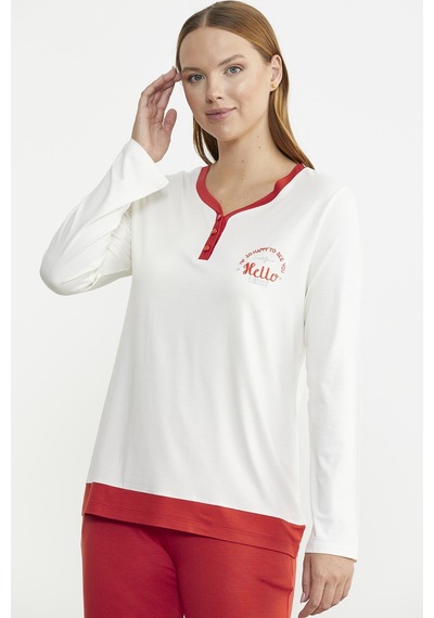 Sementa Renk Geçişli Rahat Kalıp Pijama Takım - Mercan Mercan
