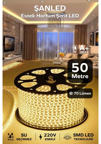Hortum Esnek 220v Şerit Led Gün Işığı 50 Metre 50 Metre