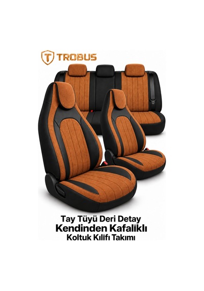 Dacia Logan 2004 Ve Sonrası Ortopedik Tay Tüyü Koltuk Kılıfı Tokyo Serisi Taba Siyah
