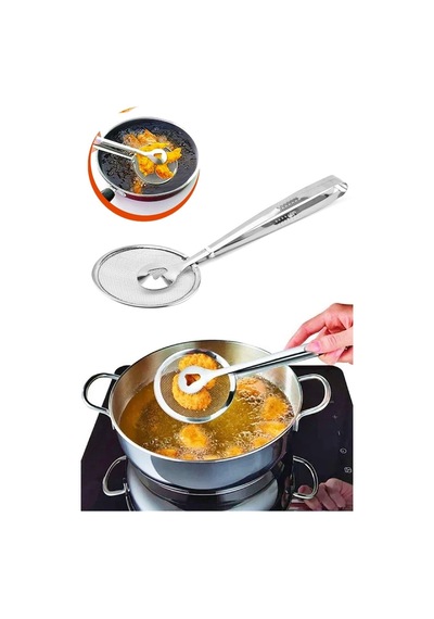 Çelik Maşalı Kızartma Yağ Süzgeci Metal Yan Soyacak Patates