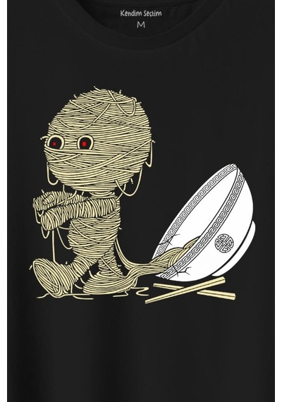 Noodle Mummy Mumya Totem Komik Baskılı Tişört Unisex T-shirt 001