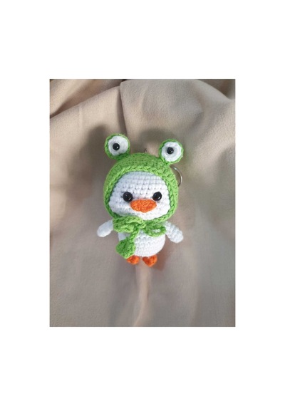 Amigurumi Örgü Oyuncak Ördek Anahtarlık Yeşil