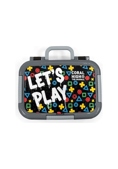 Coral High Kids Siyah Lets Play Desenli Paslanmaz Çelik Beslenme Kabı 39114 Siyah
