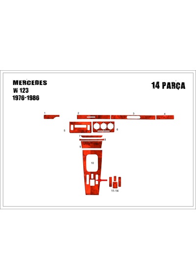 Mercedes 123 Torpido Kaplama 1976-1986 10 Parça Maun