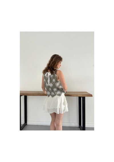 Verymoda Nakışlı Kolsuz Bluz D2872 Haki