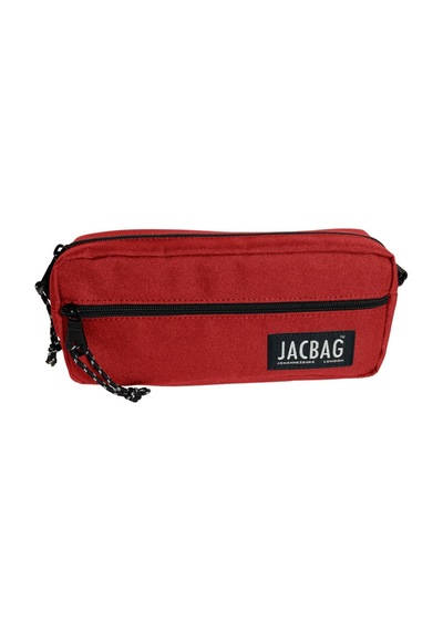 Jacbag Çift Fermuarlı Kırmızı Kız Çocuk Kalem Kutusu Çok Renkli