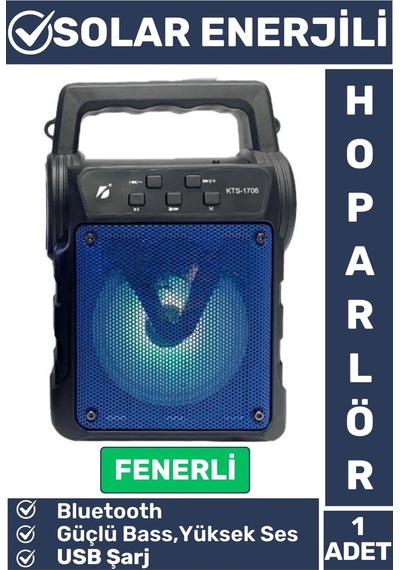 Premium Kompakt Yüksek Ses Güçlü Bass Fenerli Kamp Piknik Usb/solar Enerjili Bluetooth Hoparlör
