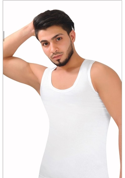 Sistina Beyaz - 374 - Erkek Atlet Pamuklu Penye-sismen01 - - Csmo-tex - Beden M