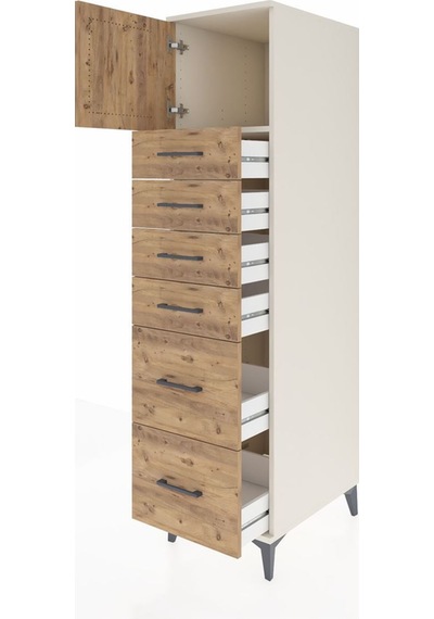 Kronos Dolap Tek Raflı 6 Çekmeceli Tek Kapaklı 44x59x182 Aytaşı-çam Aytası