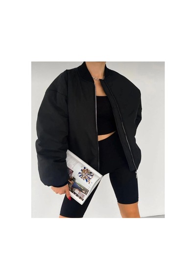 Voxx Unisex Bomber Kolej Ceket Siyah Siyah